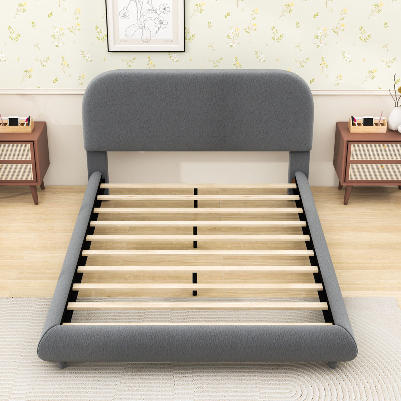 Cozy Chic Upholstered Platform Bed with Headboard, Gray, Full
