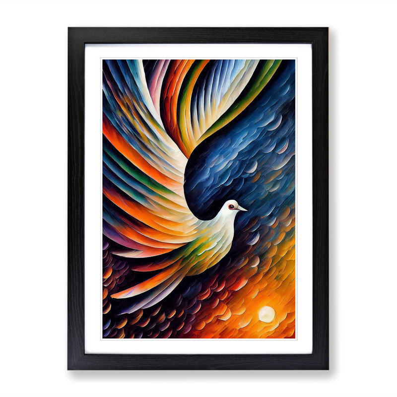 Abhijit Dove Bird In Colour - Picture Frame Print, Black, 64cm H x 46cm W x 2cm D