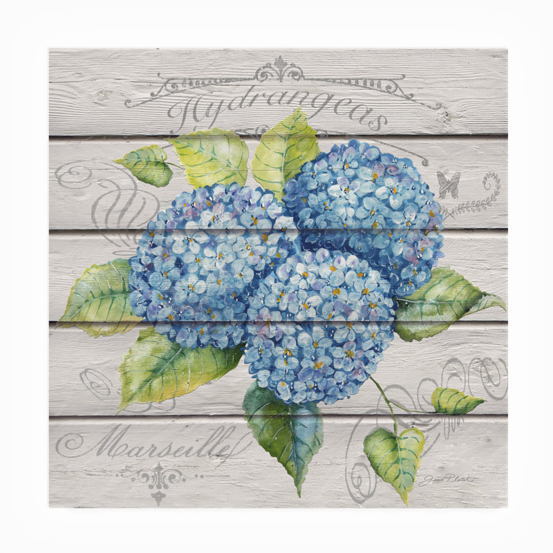 Décoration murale d'extérieur bleu hortensias, L 18 po x H 18 po