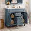 Meuble-lavabo de salle de bain 36 po - Bleu, conception fonctionnelle, armoire spacieuse, 2 tiroirs, portes