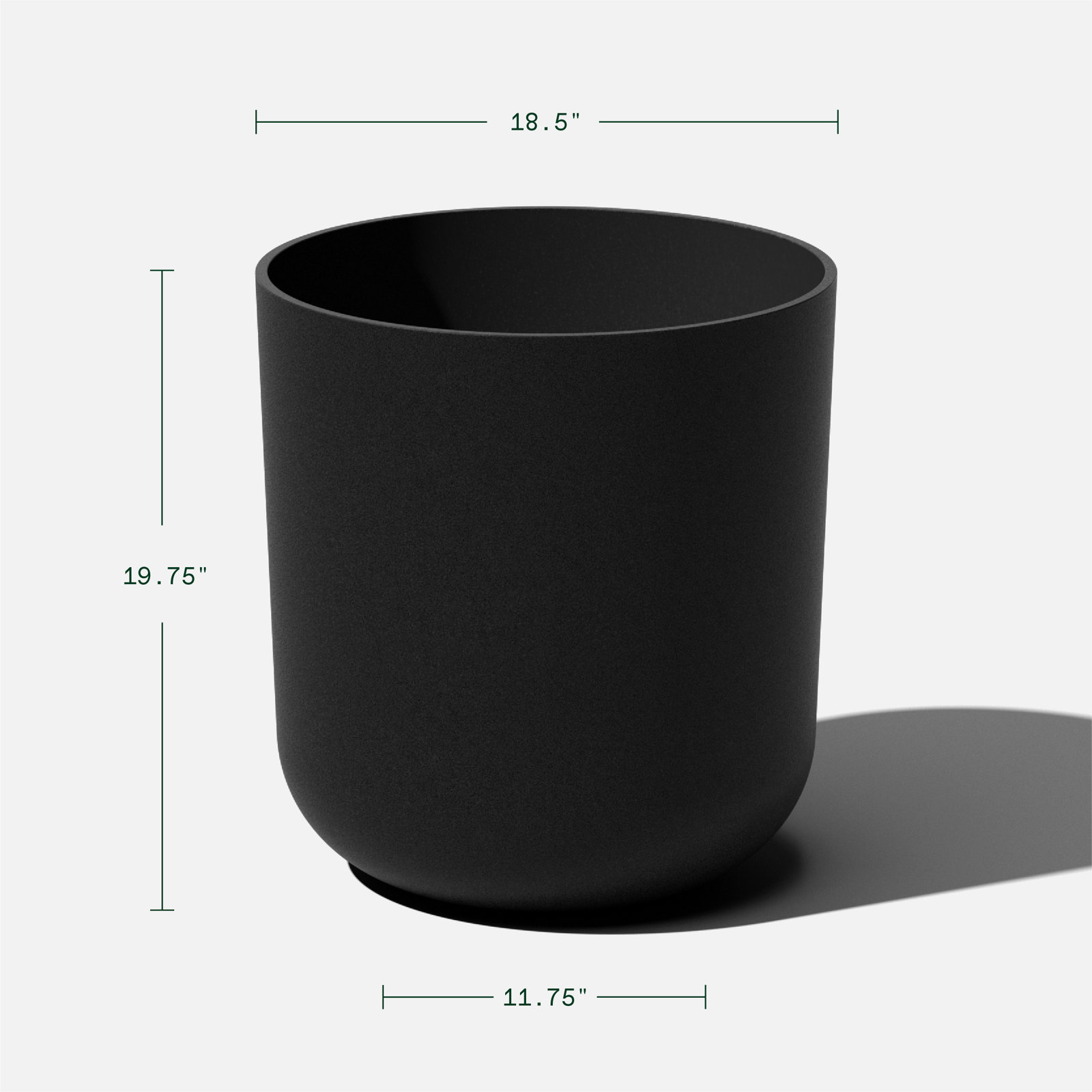 Mason Series 19" Pot Planter, Black, 2, 19.75" H x 18.5" W x 18.5" D