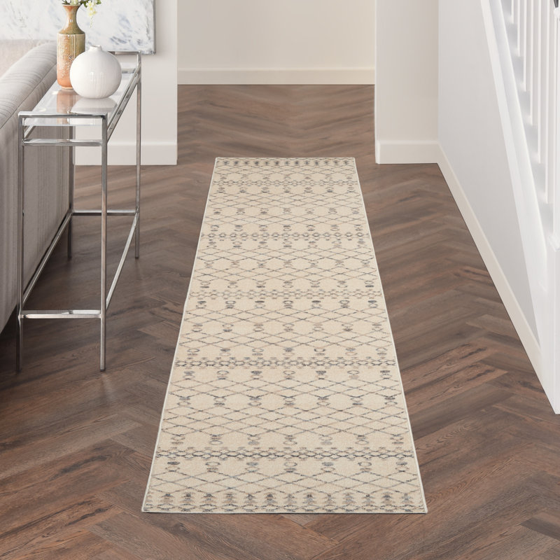 Tapis beige bohème marocain Marx, Tapis de couloir 2 pi 3 po x 10 pi