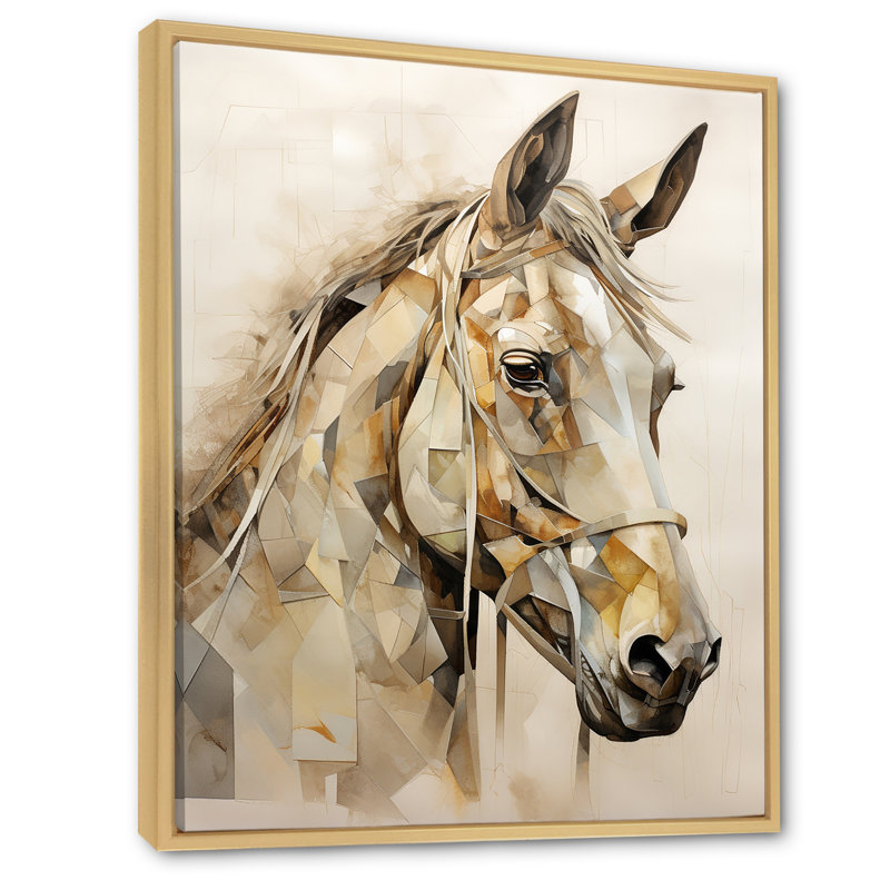 Cheval majestueux sur toile, Cadre naturel flottant, H 32 po x l 16 po x P 1 po