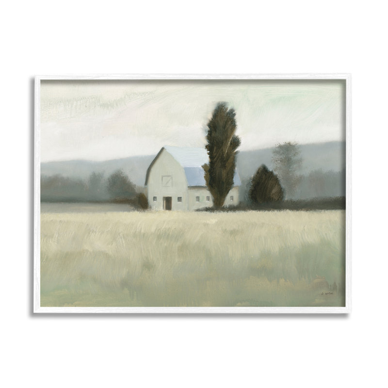 «Farmside Landscape» par James Wiens - impression sur toile, H 24 po x l 30 po, Giclée encadrée blanc bord de mer