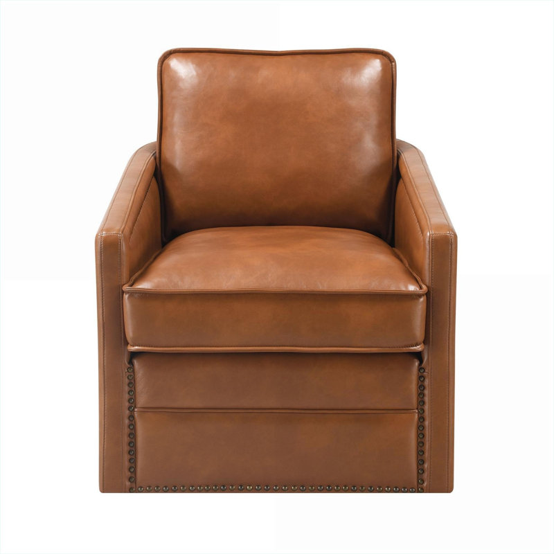 Brown Leather Aire Swivel Chair W/Glider