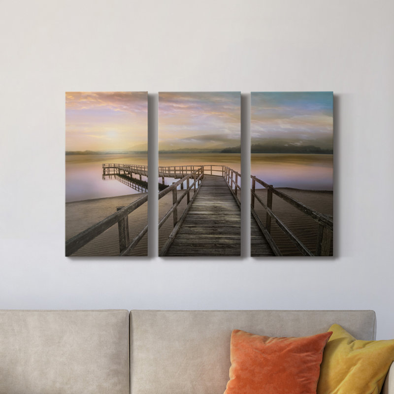 Morning on the Lake - Photographie sur toile tendue 3 pièces, H 36 po x l 72 po x P 1 po