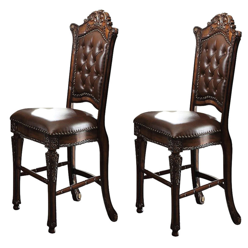 Cherry Counter Height Stools with Nailhead Trim (Set of 2)