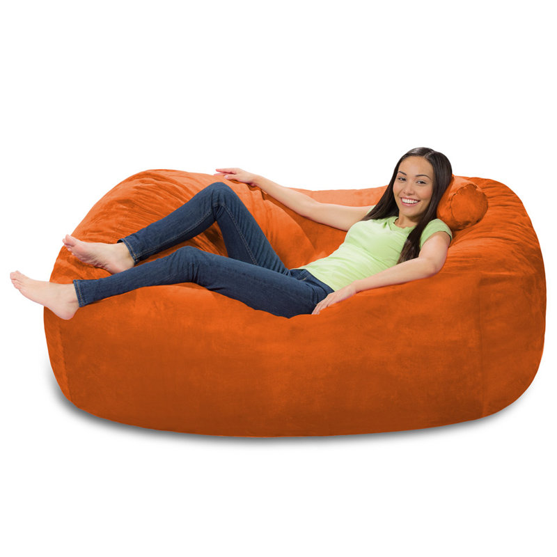 Bean Bag Chair Lounger - Large 6-Foot Shredded Memory Foam Bean Bag Chair - Removable, Machine Washable Microfiber Cover - Cozy 2-Person Breton Brand Sofa Lounger for Reading, Relaxing, and Gaming, in Multiple Colors and Fabrics