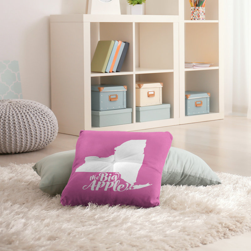 Coussin de sol touffeté big pomme ny, 26 po x 26 po, Rose