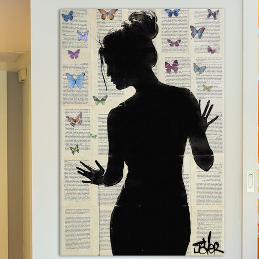 «Butterfly Effect», impression sur toile tendue, H 26 po x l 18 po x P 1,5 po, Toile avec cadre noir, Pas de tapis