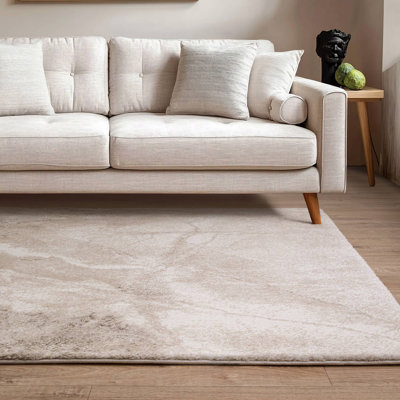 Decara Haze Abstract High-Low Beige Area Rug