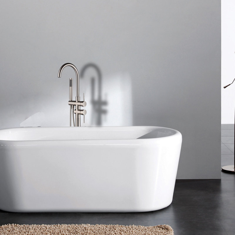 Brushed Nickel Freestanding Tub Filler With Hand Shower And Modern Flair Bathtub Faucet Full Body Spray