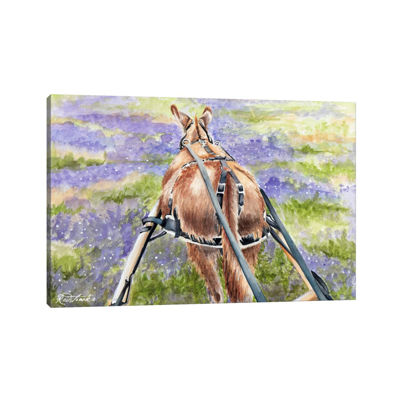 Donkey Lavender by Jennifer Redstreake - Wrapped Canvas Painting, 20.32 cm H x 30.48 cm W