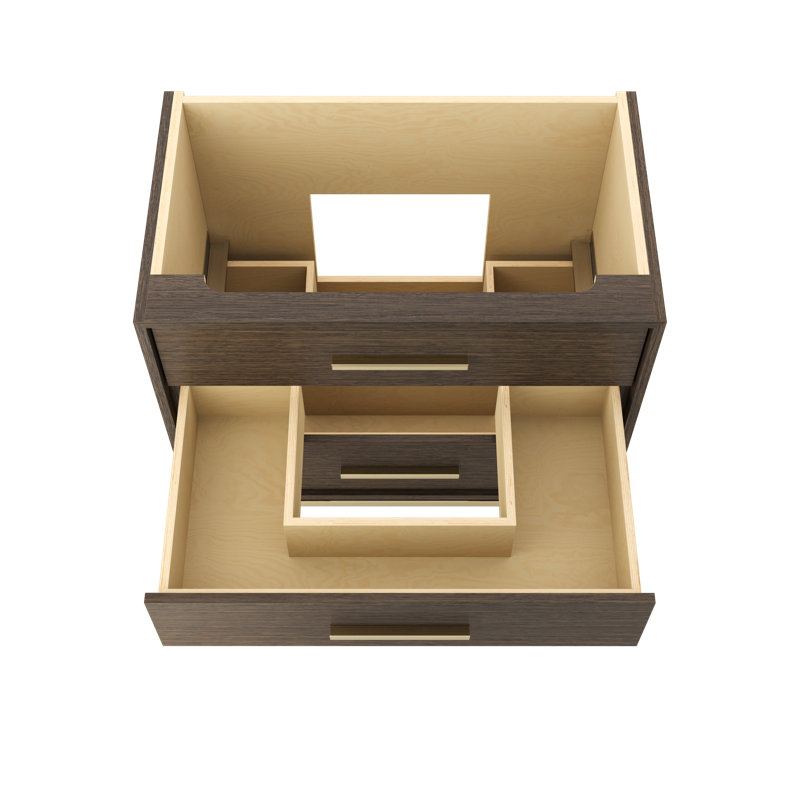 Rift White Oak Three-Drawer Single Bath Vanity, 36", Smoked Modern, Satin Gold