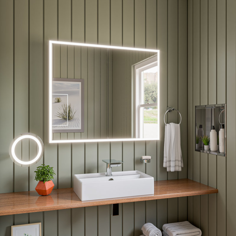 Flat Wall Mirror, Polished Chrome