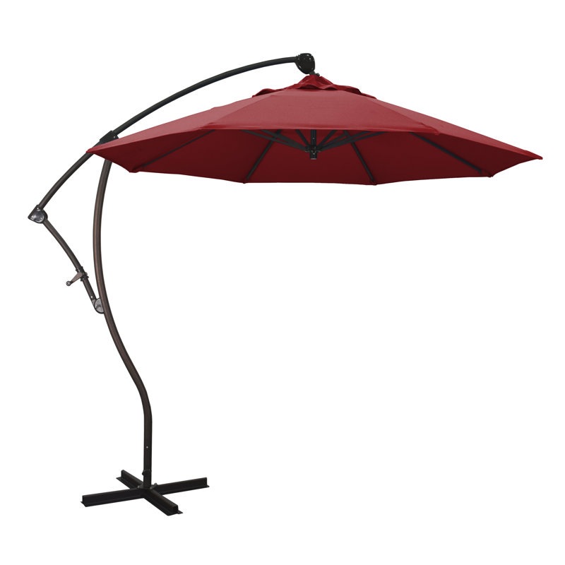 Parasol en porte-à-faux 9' Welwyn, Toile Sunbrella® rouge Jockey