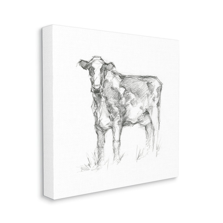Cow distant view sketch line drawing - Stock Illustration [68993326] - PIXTA