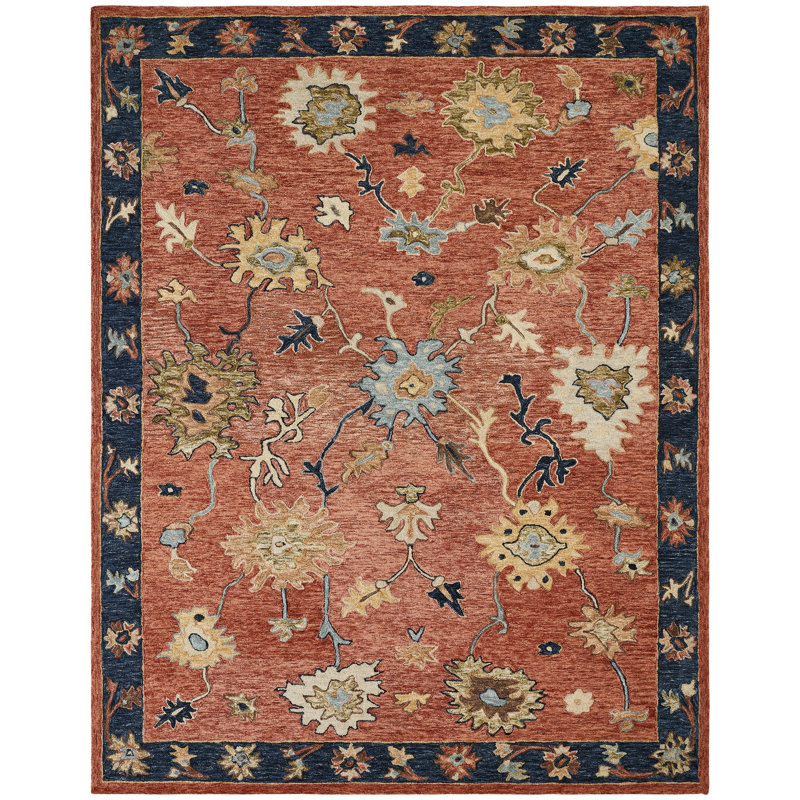 Tapis en laine touffeté à la main Harji Sienna Bloom, Rectangle 8 pi 6 po x 11 pi 6 po