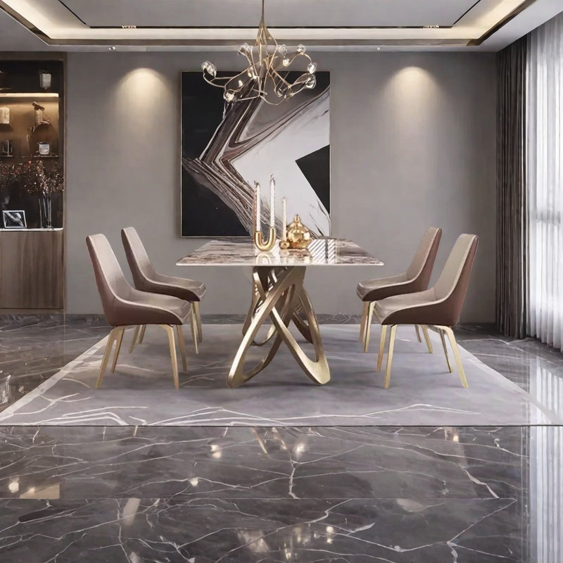 BILBRA Modern Sintered Stone Dining Table with Metal Fram - Wayfair Canada