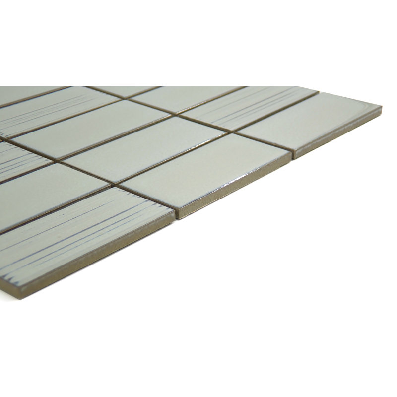 Nagara™ 11" x 11" Ceramic Grid Mosaic Tile, Silver