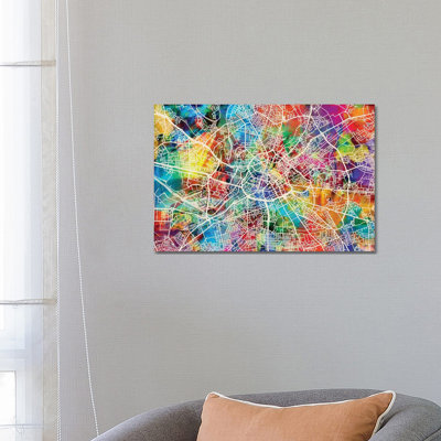 Manchester England Street Map II by Michael Tompsett - Wrapped Canvas Gallery-Wrapped Canvas Giclée