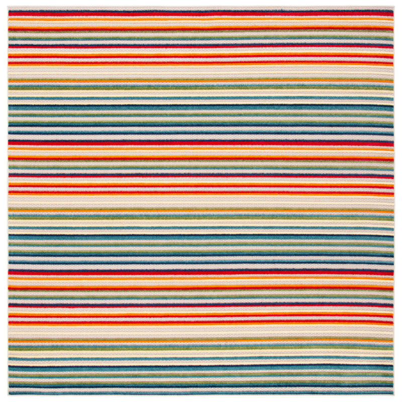 Kamari Performance Striped Indoor/Outdoor Area Rug, Square 3'