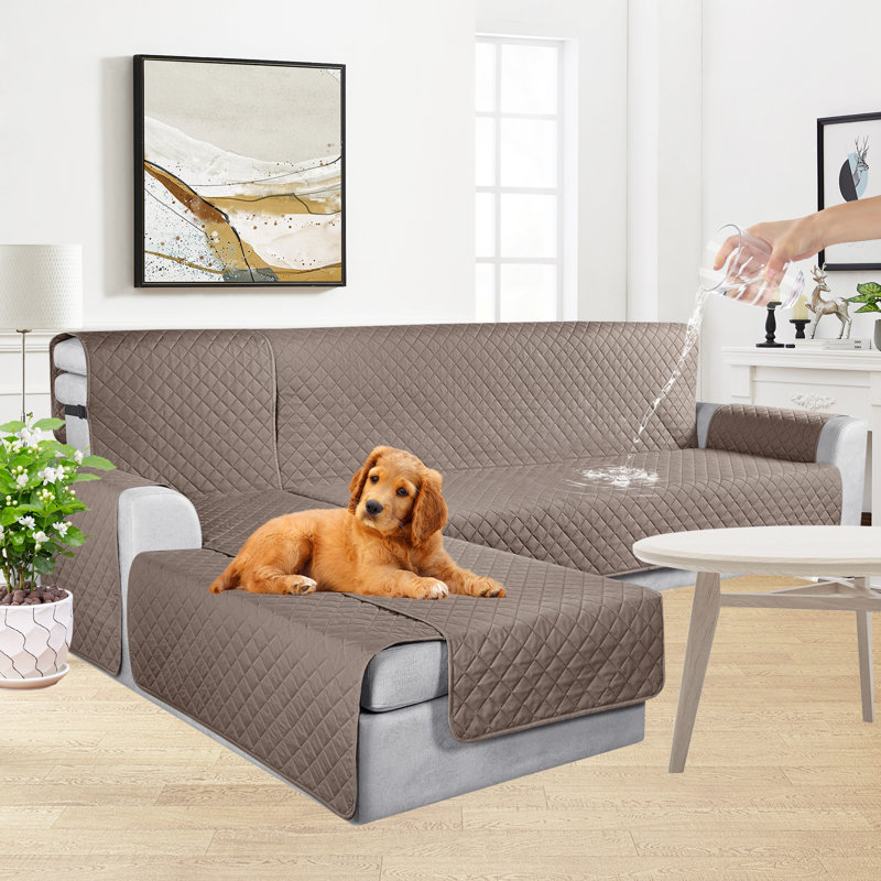 Housse pour canapé à coussins carrés Sharilynn, H 0,2 po x l 94,4 po x P 50 po, Microfibre/microsuède brun
