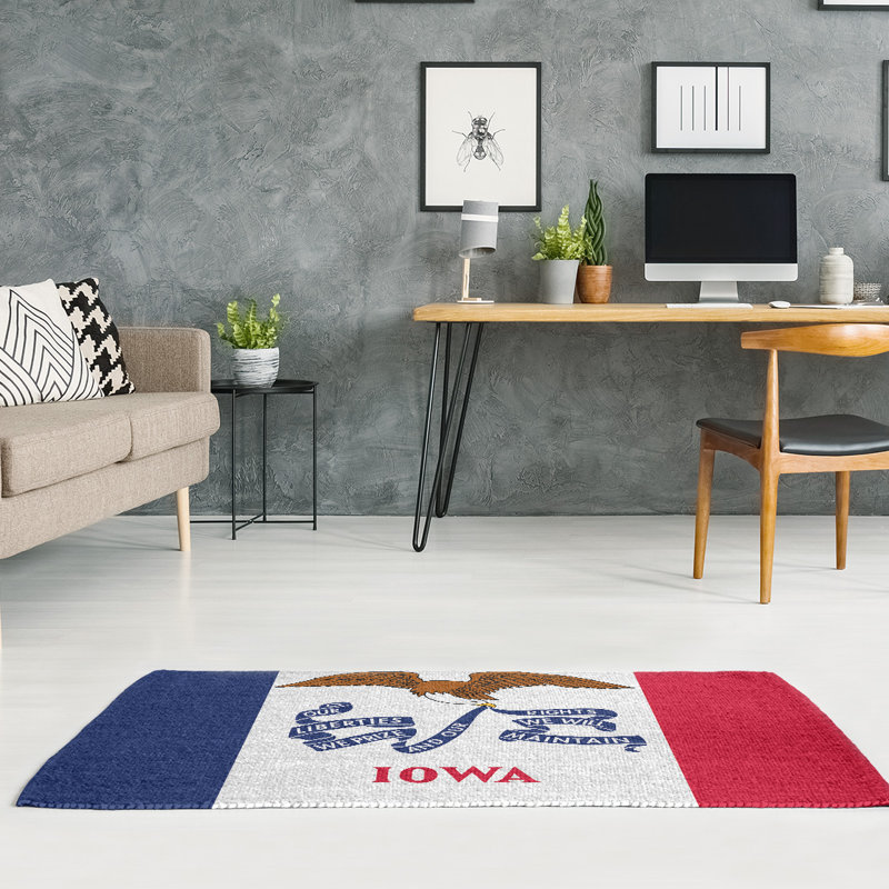 Tapis bleu/rouge/jaune iowa flag, Rectangle 3 pi x 5 pi