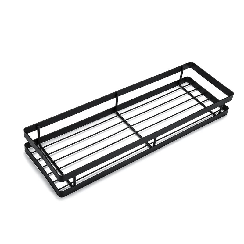 Wall Stainless Steel Spice Rack, Black, 7cm H x 40cm W x 12.5cm D