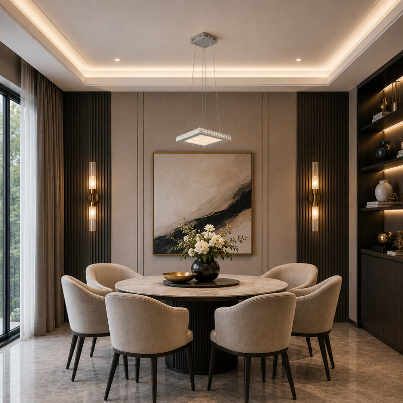 Lustre en cristal 1 lumière DEL Modern, H 64,25 po x l 17 po x P 17 po