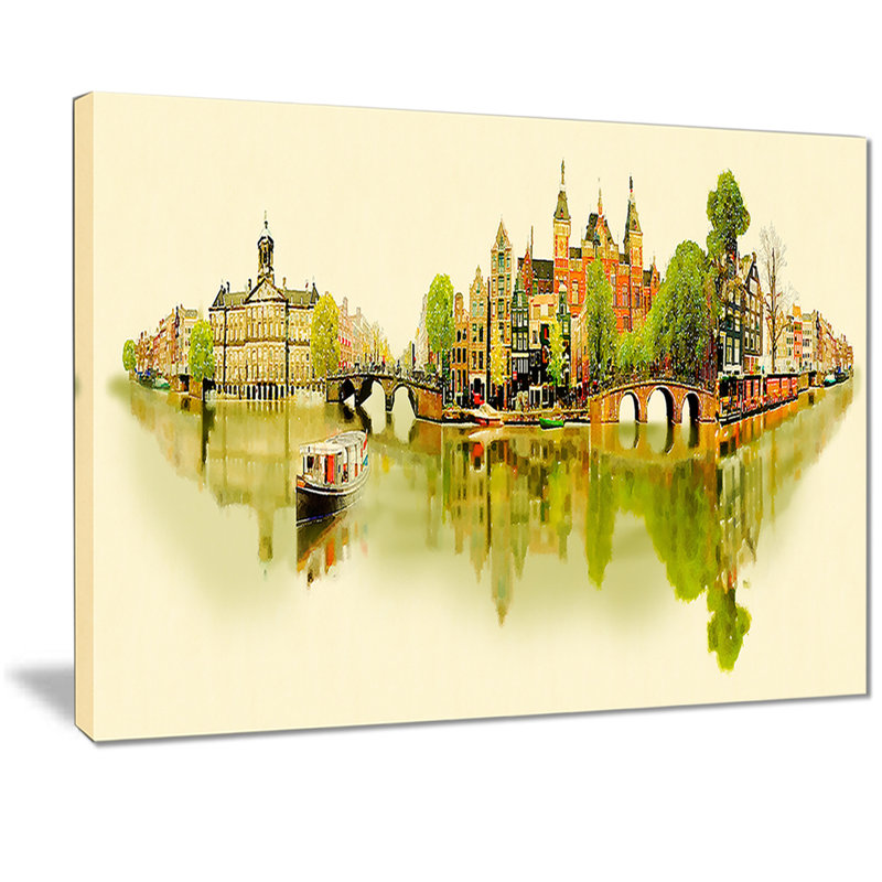 « amsterdam panoramique view », impression sur toile, H 30 po x l 40 po x P 1 po