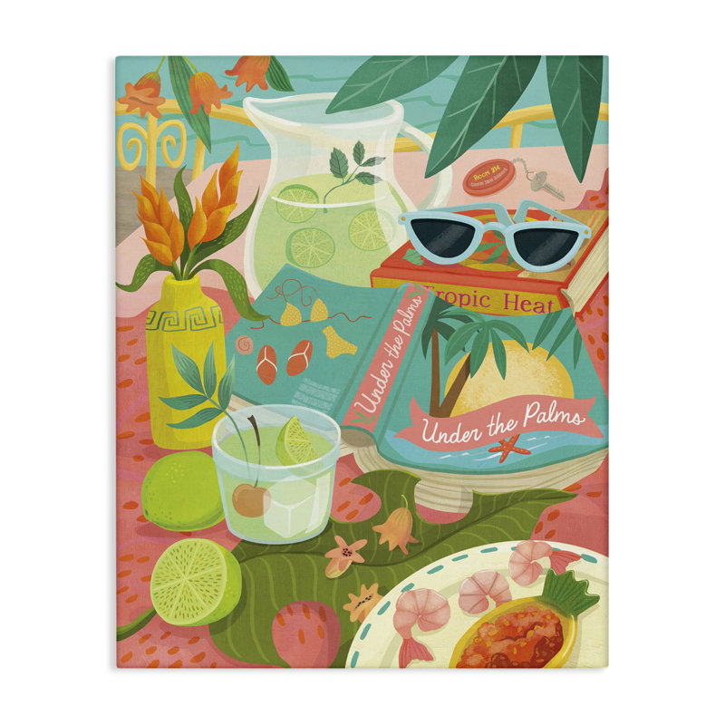  "Tropical Drinks on Beach", art mural par Laura Watson, H 30 po x l 24 po