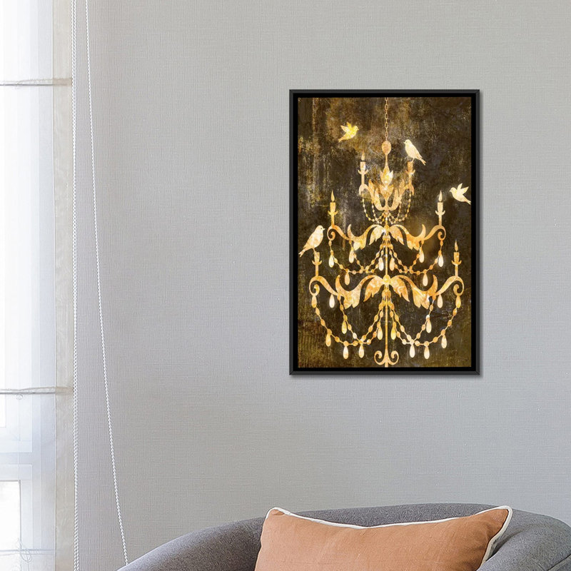 « déco gold angoisse i », impression sur toile, H 26 po x l 18 po x P 1,5 po, Toile avec cadre noir, Pas de tapis