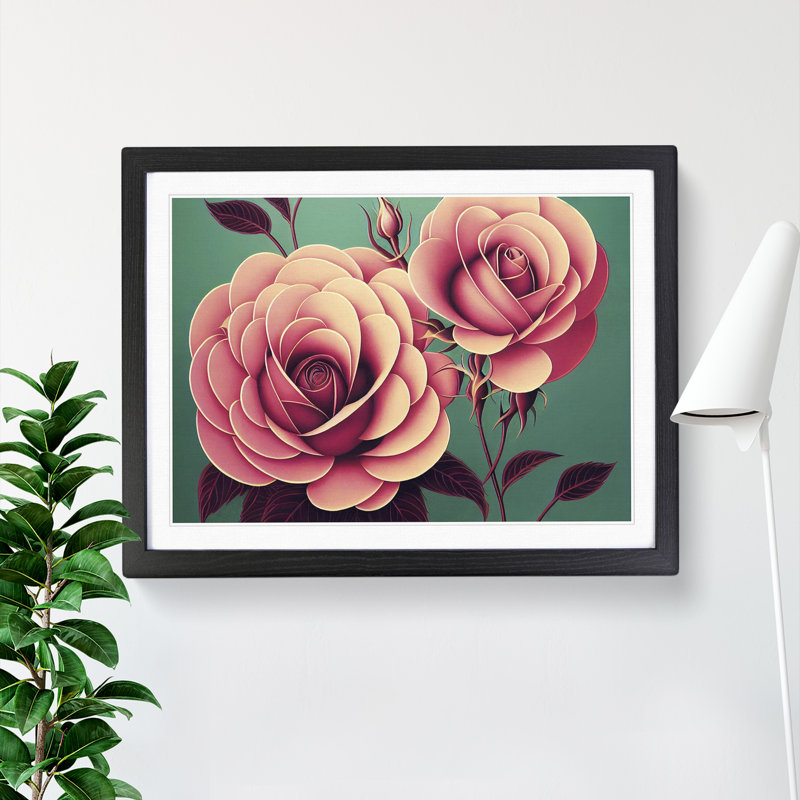 Rose Flowers Deco Vol.1 - Single Picture Frame Print, Black Framed, 46cm H x 64cm W x 2cm D