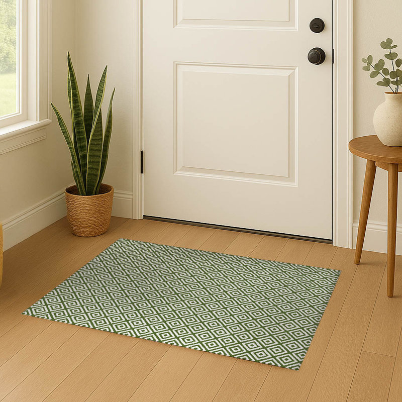 Paillasson Ikat, Vert olive, L 84 po x L 60 po