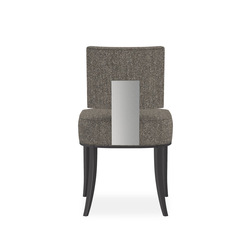 Reserved Seating Upholstered Dining Chair, Gray, Black/Chrome