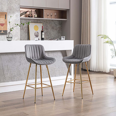 Ensemble de 30 tabourets de bar de 30 pouces avec repose-pieds chromé en velours