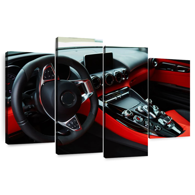 Mehar Black And Red Car Interior, 22" H x 36" W