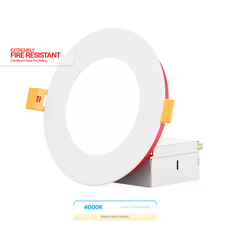 Ensemble de plafonniers encastrés à DEL de 4 pouces Infibrite Thin, Quatre pouces, 4 000 K, Blanc