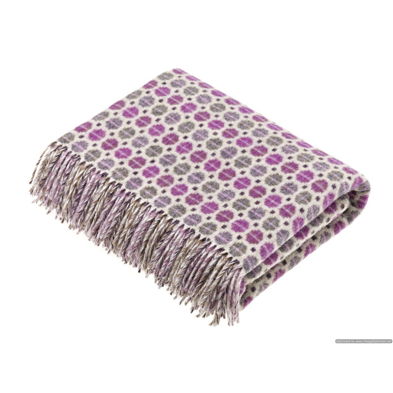 Jeté tissé en laine d'agneau Merino, Abstrait mauve