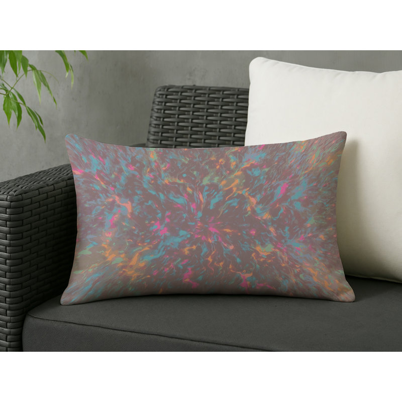 Coussin décoratif intérieur et extérieur Modern, Multicolore / abstrait noir, Rectangle H 20 po x l 14 po