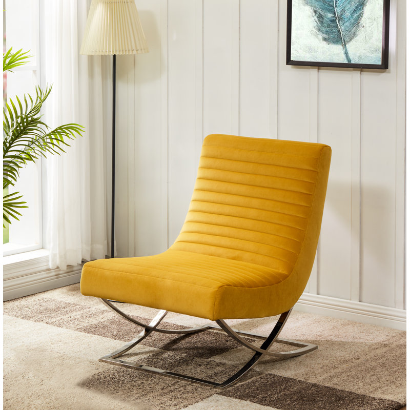 Fauteuil club 28,5 po, Velours jaune