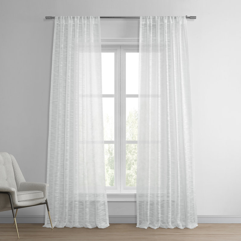 Deerk Open Weave Textured Sheer Curtains for Bedroom & Living Room Curtains - Single Panel Drapes, 50" W x 108" L