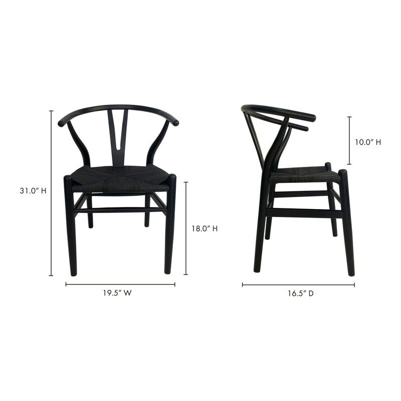 Albarado Solid Wood Side Chair, Black