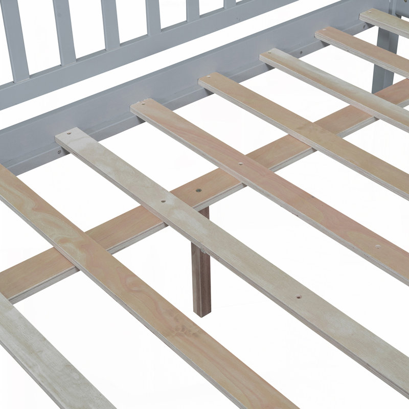 Lit en bois avec 2 tiroirs, gris, Complète