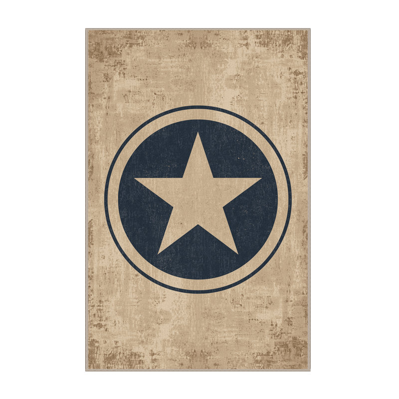 Soft Plush Feliz July 4Th Modern & Contemporary Abstract Area Rug in Brown – Beige Binding, 4x6