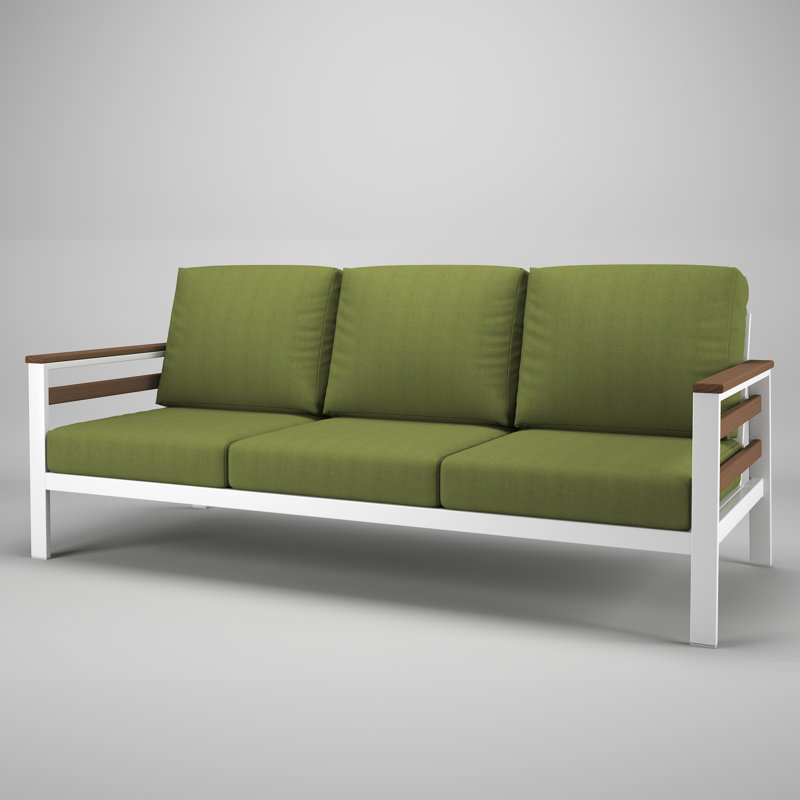 Townsend Metal Outdoor Sofa With Sunbrella Cushion, Spectrum Cilantro