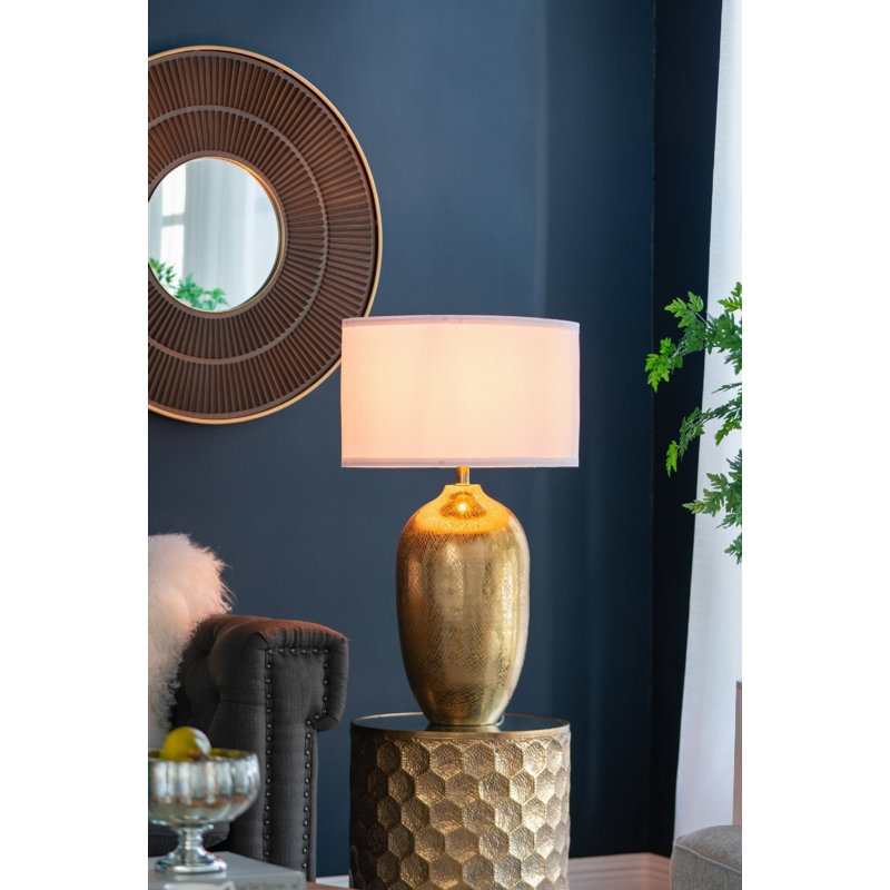 Lampe de table en métal Rafaelia, Doré, H 31 po x l 18 po x P 18 po