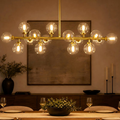 Jewellia 39.4" W 16-Light Iron Dimmable Sputnik Chandelier with 
Glass Shades