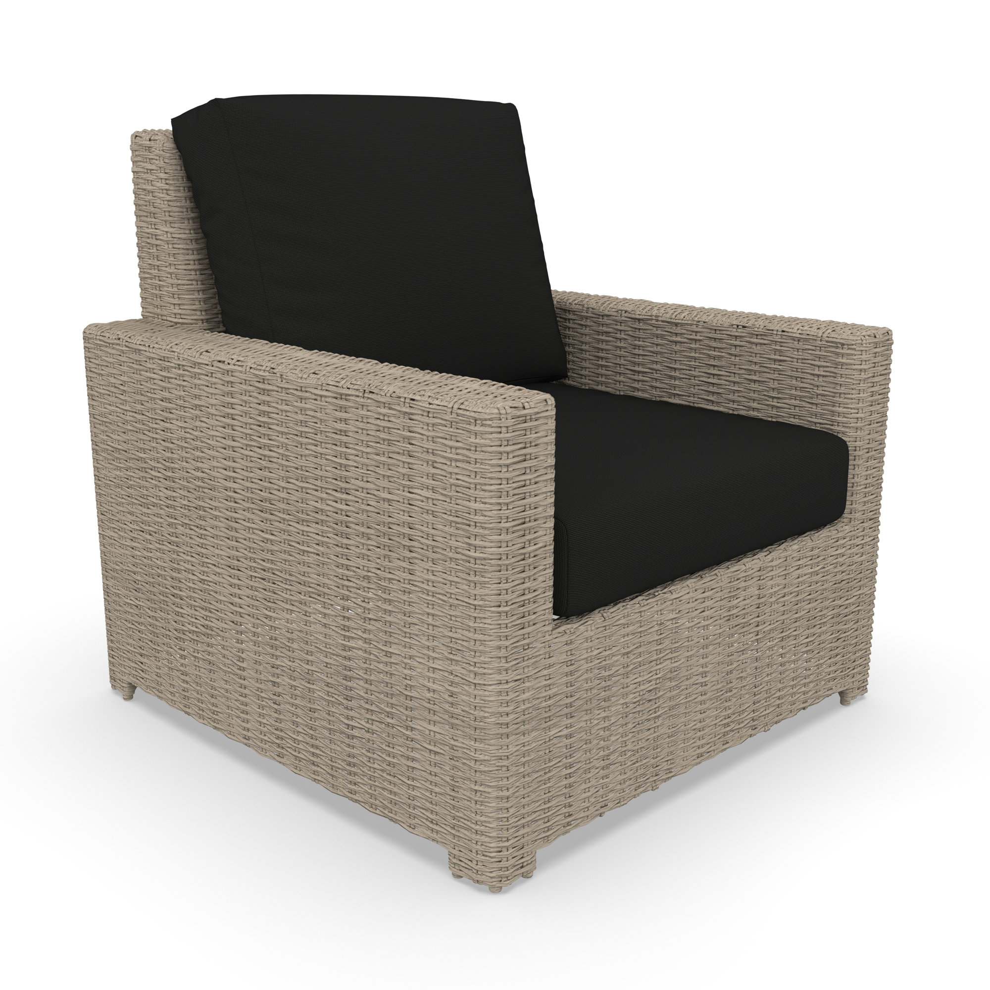 Outdoor Chair With Sunbrella Cushions, Sunbrella Canvas Black